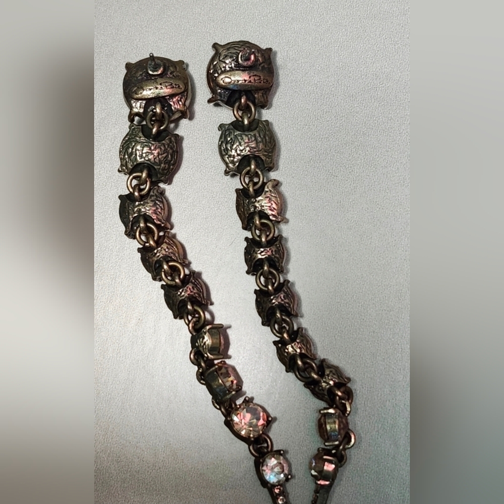 Oscar De La Renta Light Peach Color Gradient Crystal Dangle Earrings - Picture 6 of 7
